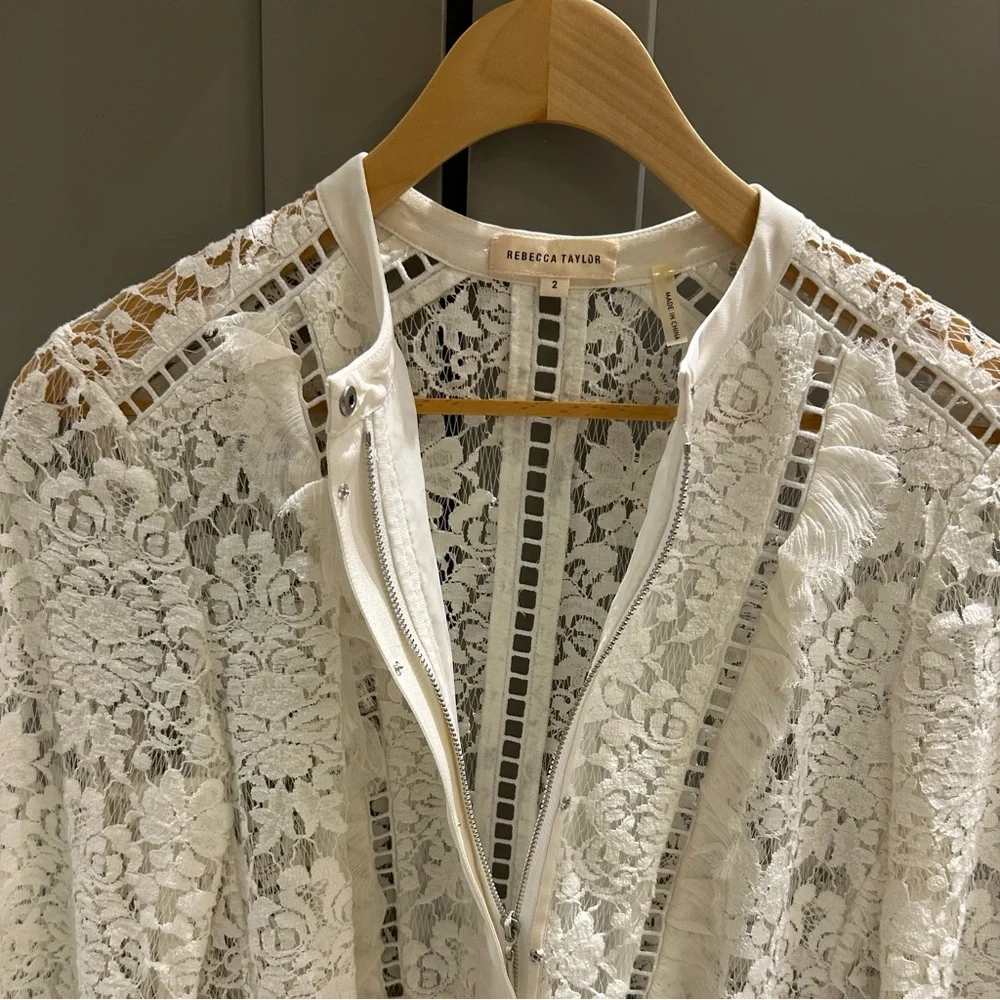 🤍 Rebecca Taylor White Lace Blouse - Picture 7 of 9